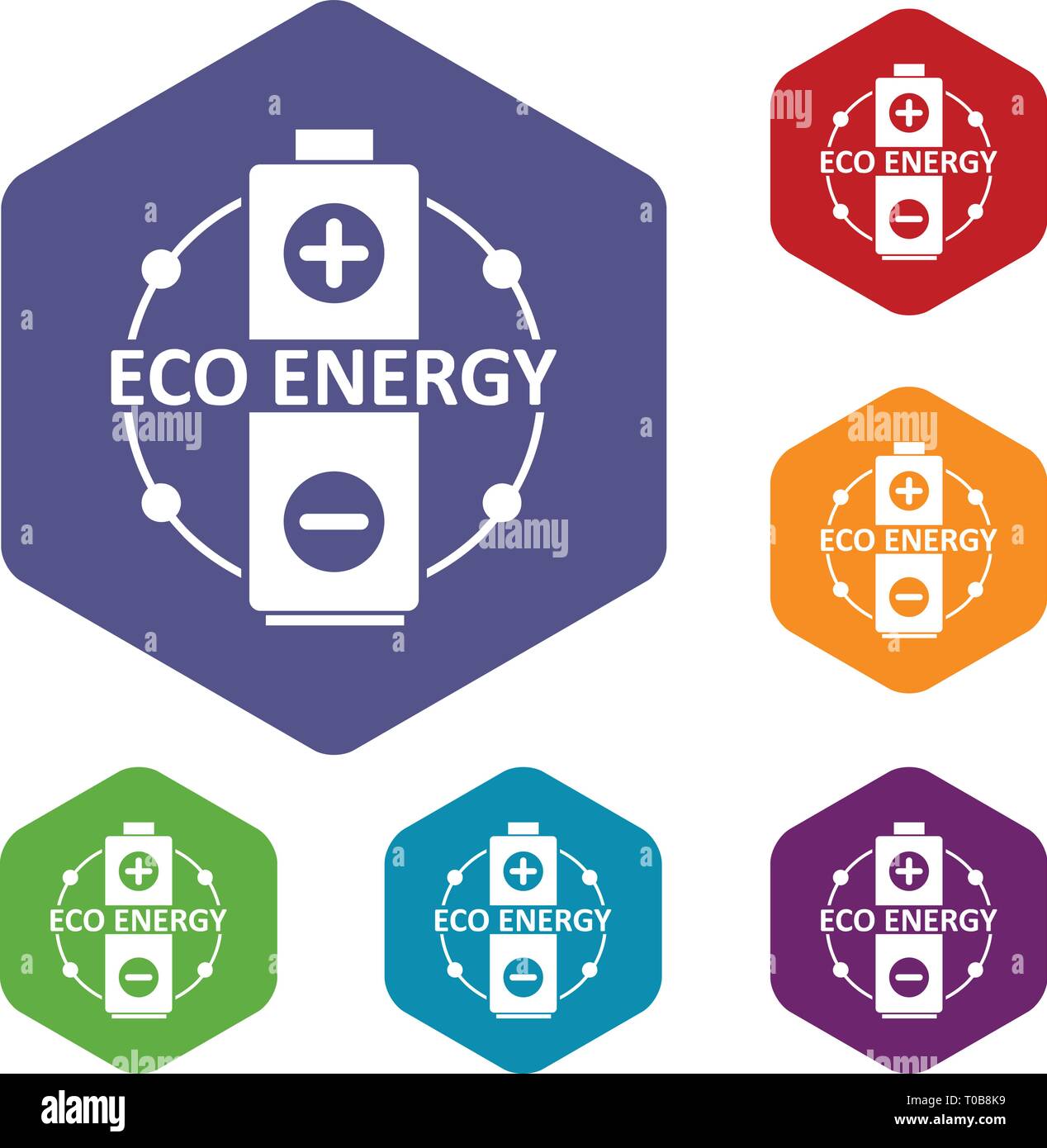 Eco battery icons vector hexahedron Stock Vector