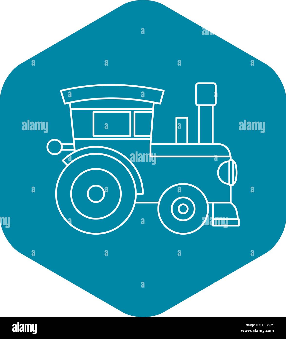 Train locomotive toy icon, outline style Stock Vector