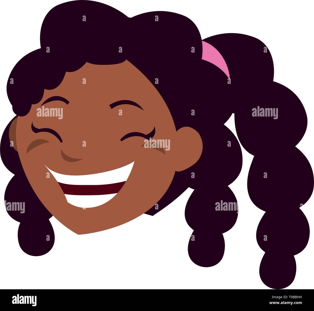 cute happy black girl head character vector illustration design Stock ...