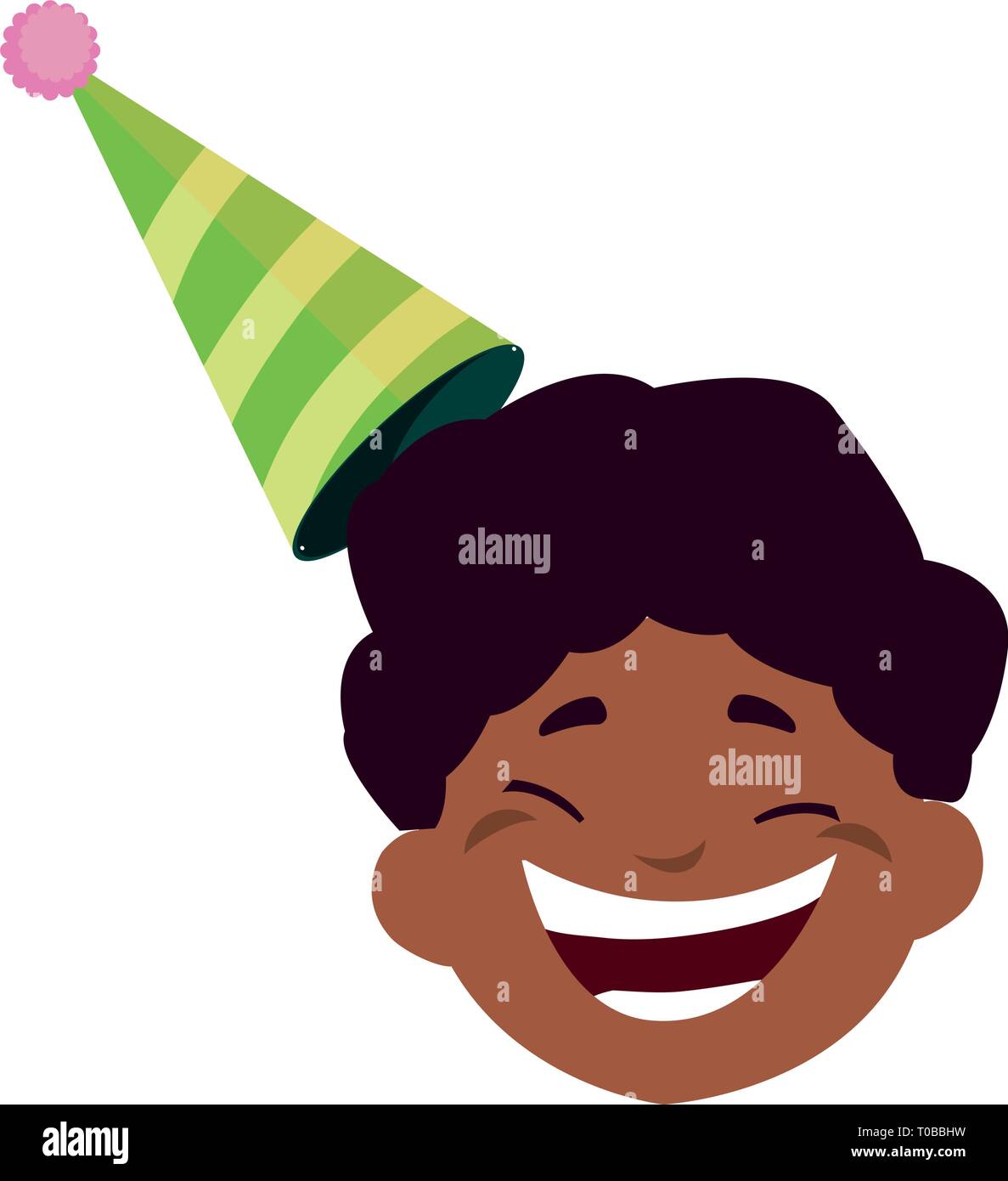 cute happy black boy head with birthday hat vector illustration design ...