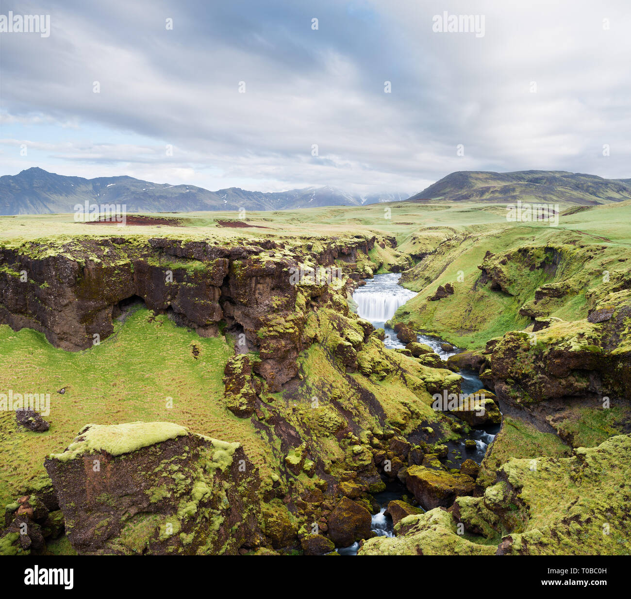 Skoga river over the Skogafoss waterfall, Iceland, Europe Stock Photo