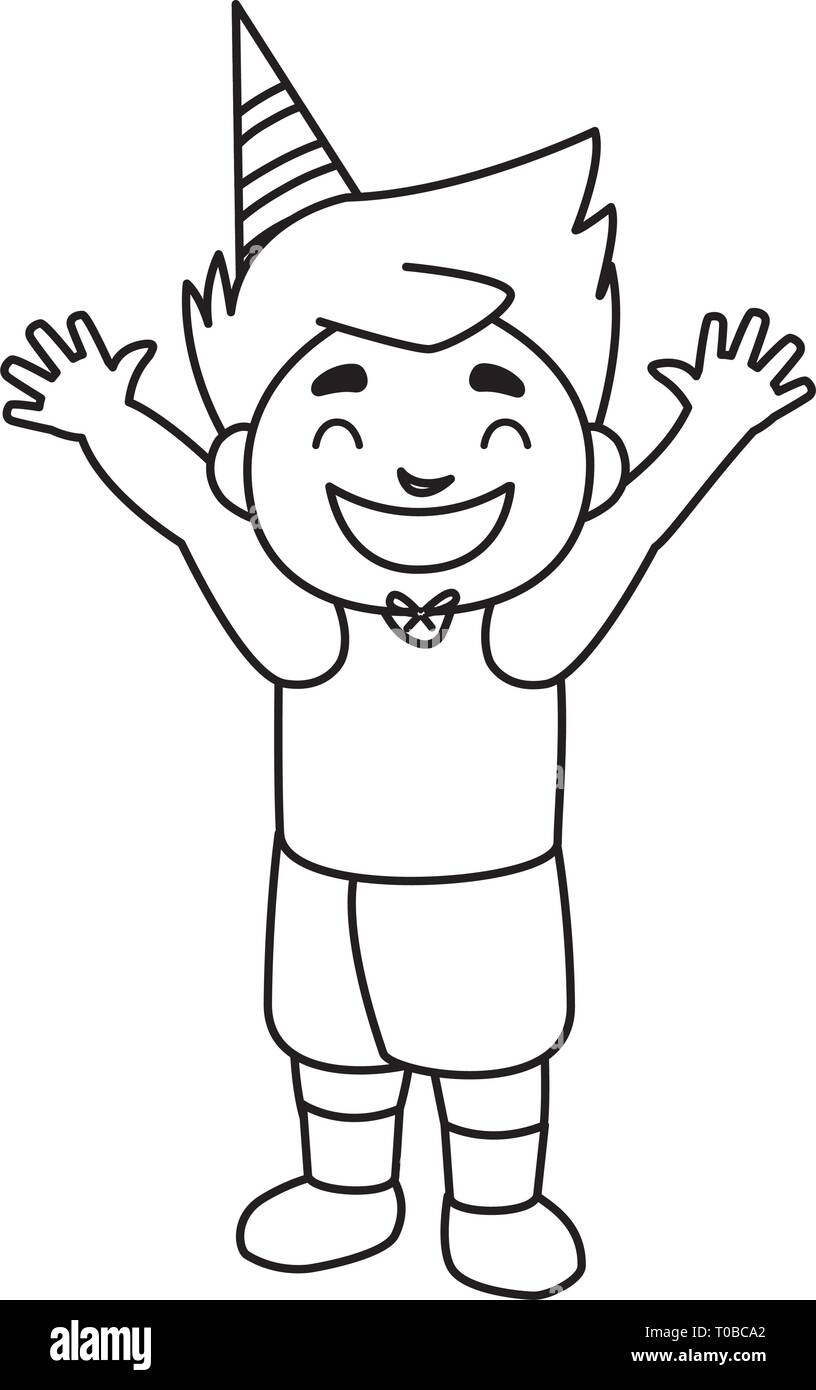 cute happy boy with birthday hat vector illustration design Stock ...