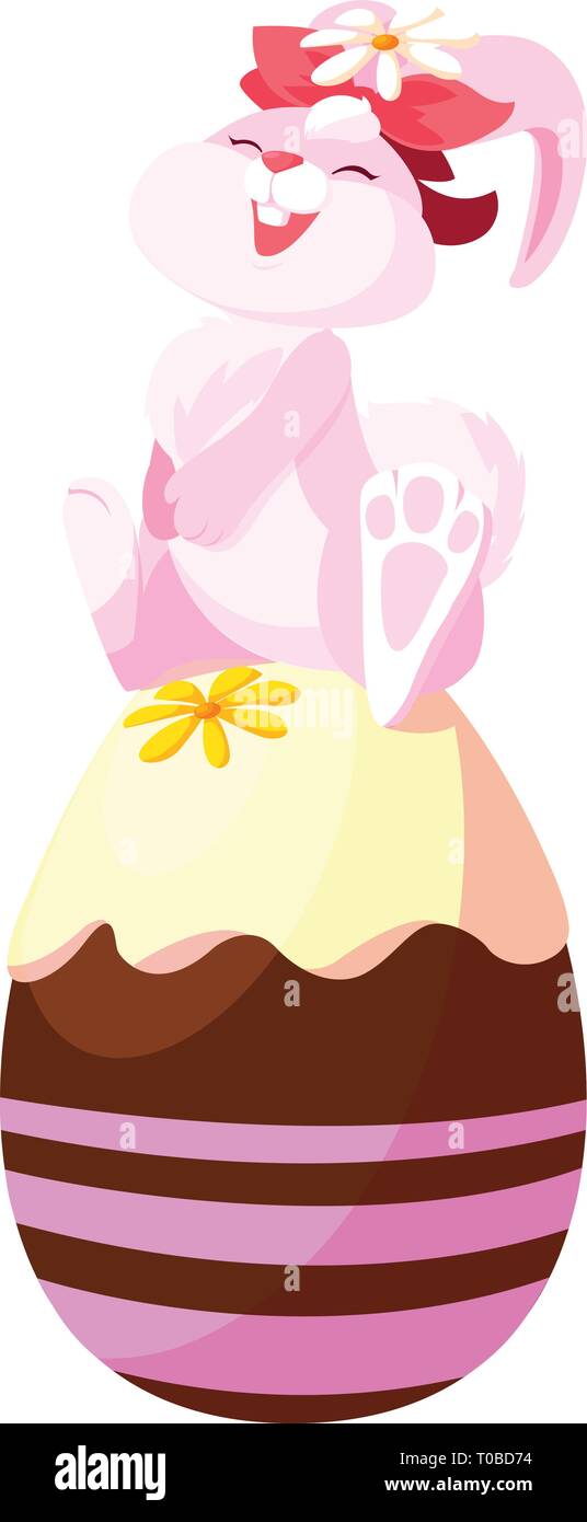 cute rabbit easter female with egg painted vector illustration design ...