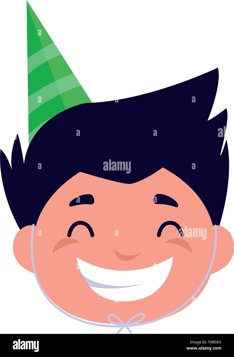 cute happy boy head with birthday hat vector illustration design Stock ...