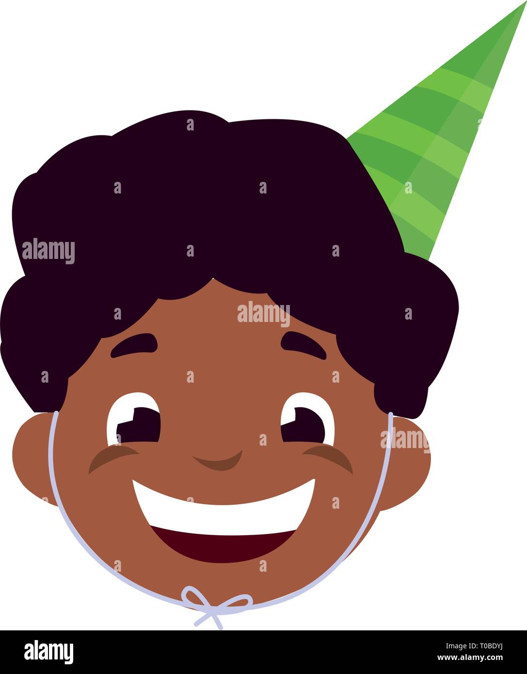 cute happy black boy head with birthday hat vector illustration design ...