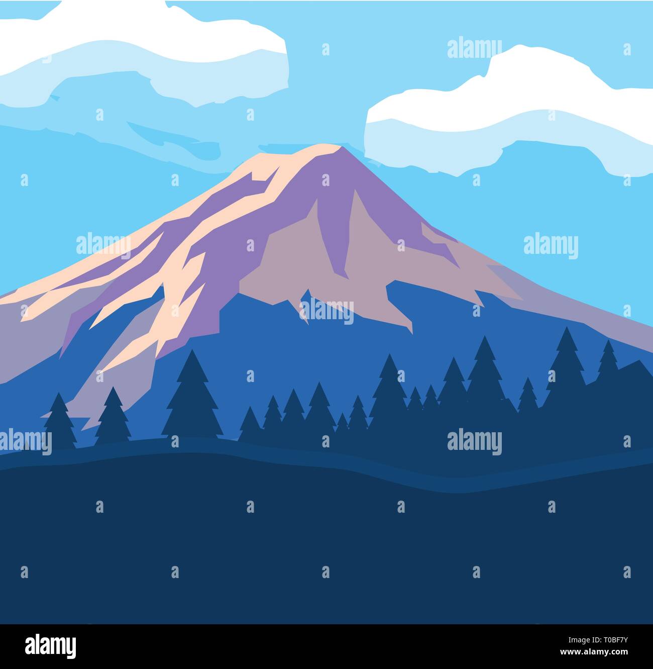 mountains with forest snowscape scene vector illustration design Stock ...