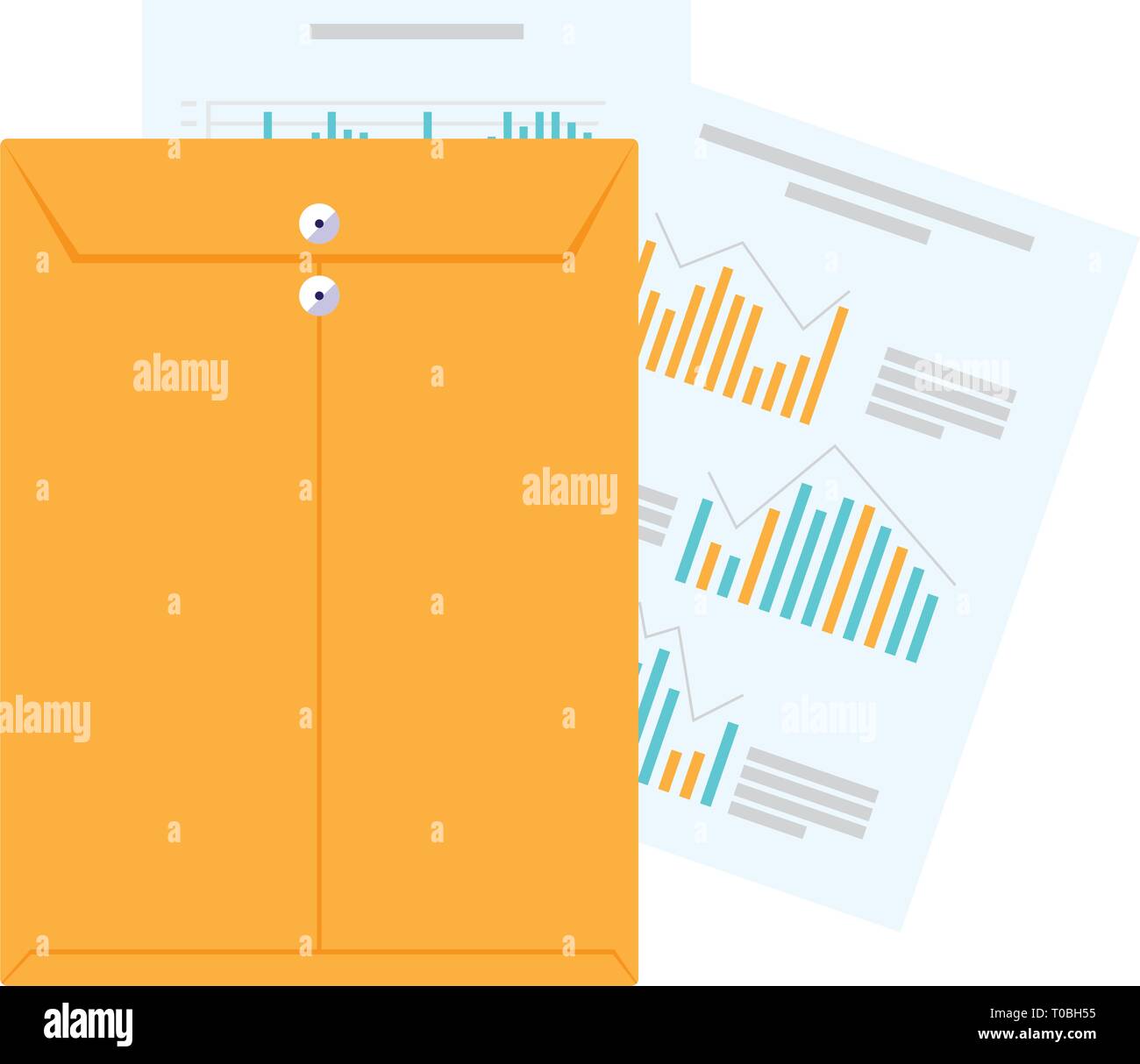 Statistical Envelope Chart Types manila envelope with statistics documents vector illustration design ...
