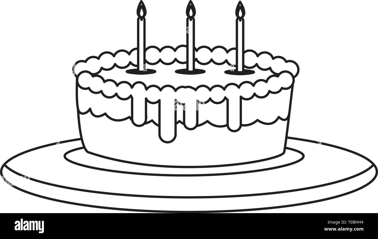 sweet cake birthday with candles vector illustration design Stock ...