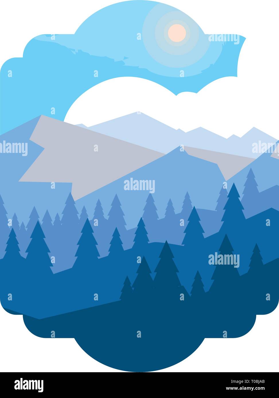 mountains with forest snowscape scene vector illustration design Stock ...