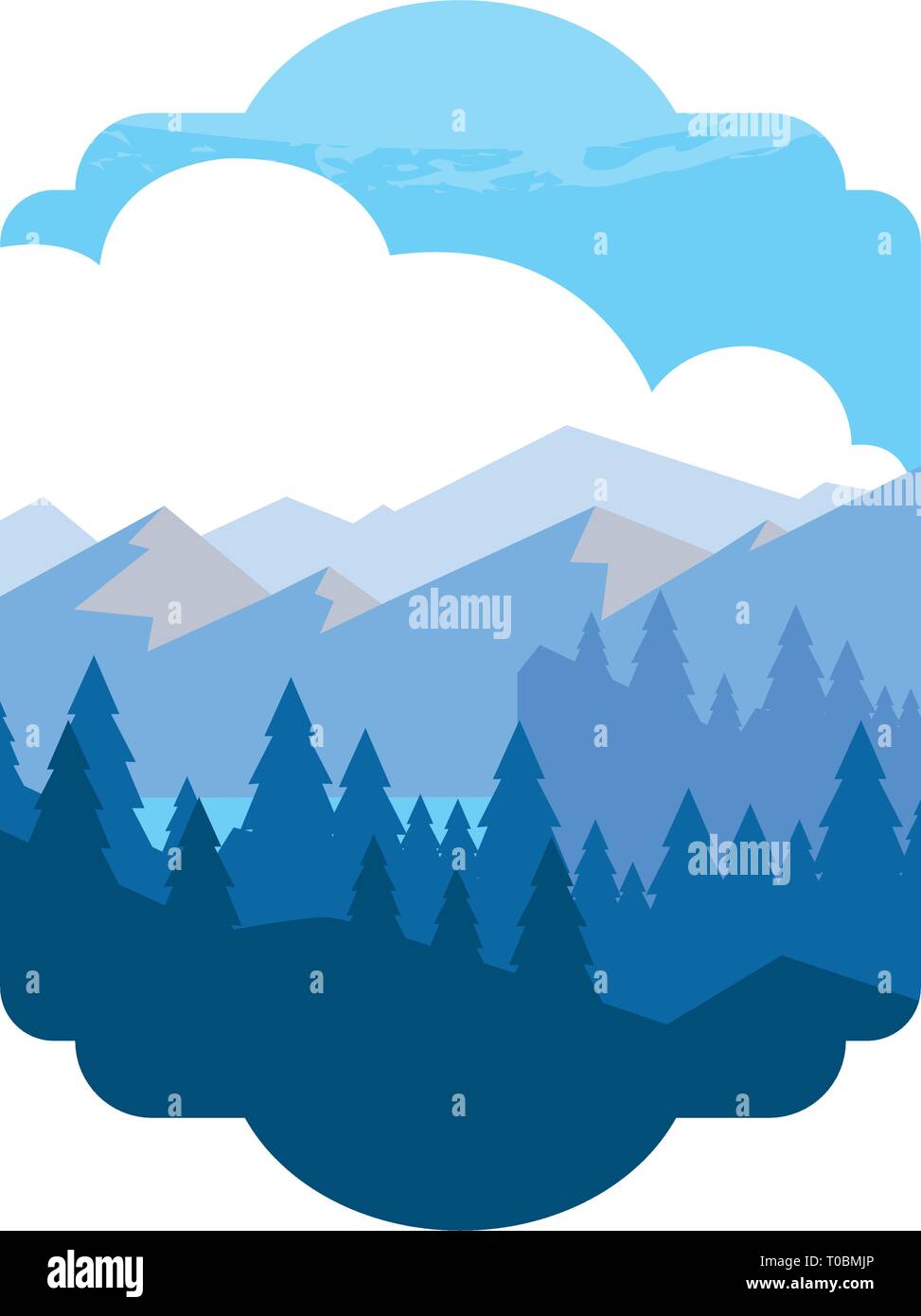 mountains with forest snowscape scene vector illustration design Stock ...