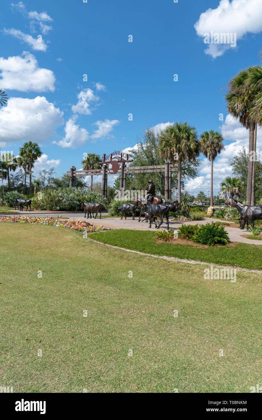 The Villages, Wildwood, Florida/USA-02/17/2019-Entrance to Brownwood at The Villages a 55 plus retirement community Stock Photo