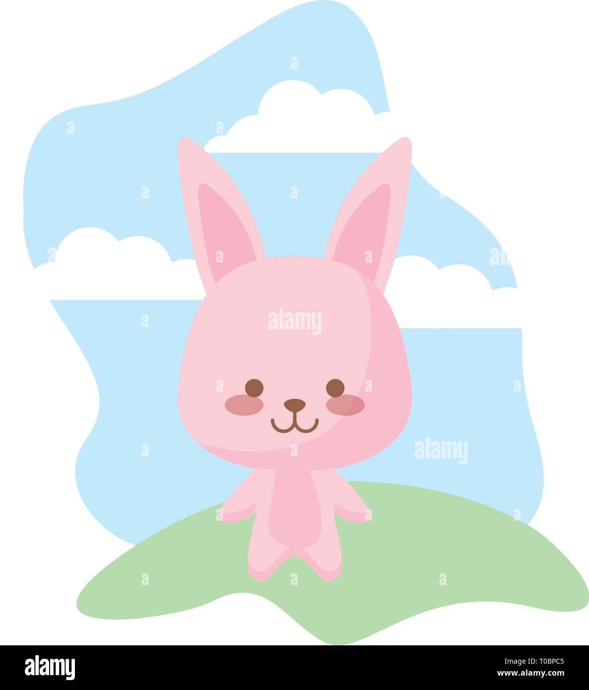 cute rabbit animal in landscape vector illustration design Stock Vector ...