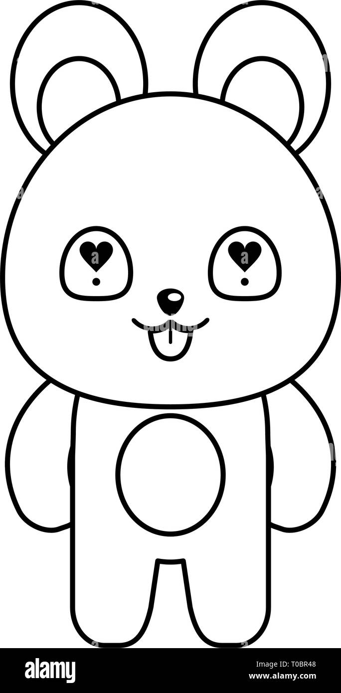 Kawaii rabbit cartoon in black and white Stock Vector Image & Art Alamy