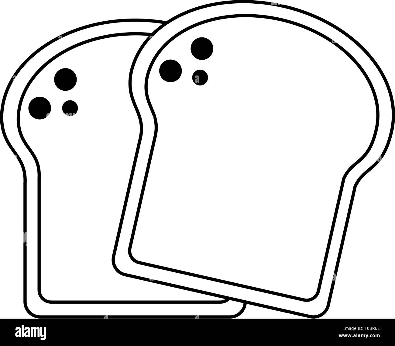 Bread slices wheat food cartoon in black and white Stock Vector Image ...