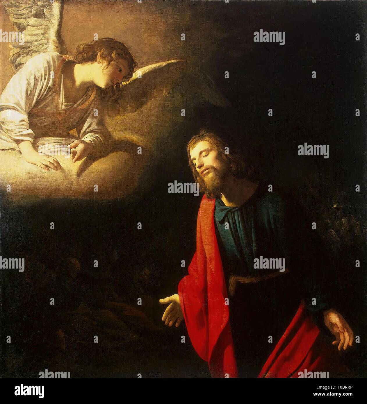 'Christ in the Garden of Gethsemane (The Agony in the Garden)'. Holland, Circa 1617. Dimensions: 113x110 cm. Museum: State Hermitage, St. Petersburg. Author: GERRIT VAN HONTHORST. Stock Photo