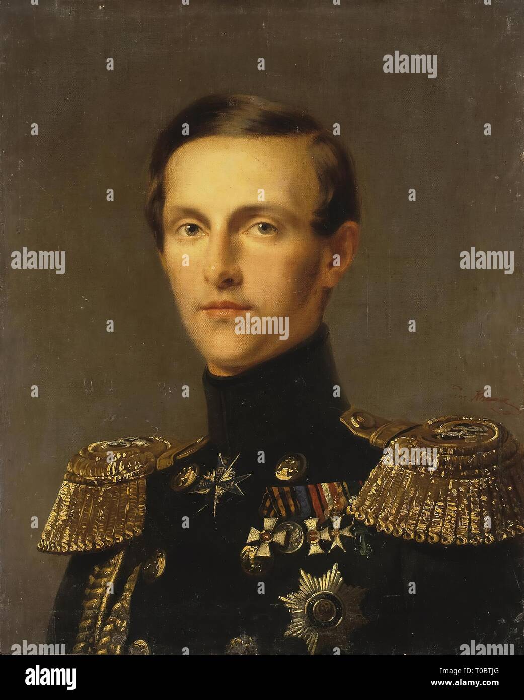 ''Portrait of Grand Duke Konstantin Nikolayevich'm'. Russia, md-19th century. Dimensions: 54,5x43,5 cm. Museum: State Hermitage, St. Petersburg. Author: Franz Krüger. Stock Photo