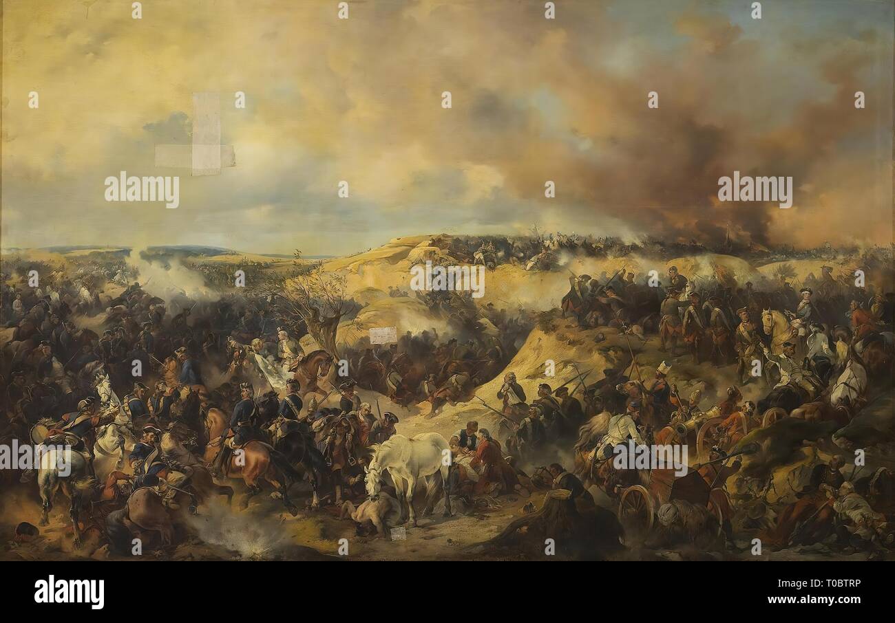 'Battle of Kunersdorf on 1 August 1759'. Russia, 1848. Dimensions: 227x354 cm. Museum: State Hermitage, St. Petersburg. Author: ALEXANDER VON KOTZEBUE. Stock Photo
