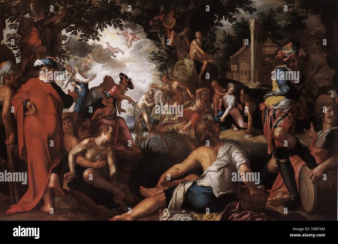 'The Baptism of Christ'. Holland, 17th century. Dimensions: 92x146,5 cm. Museum: State Hermitage, St. Petersburg. Author: JOACHIM WTEWAEL. Stock Photo
