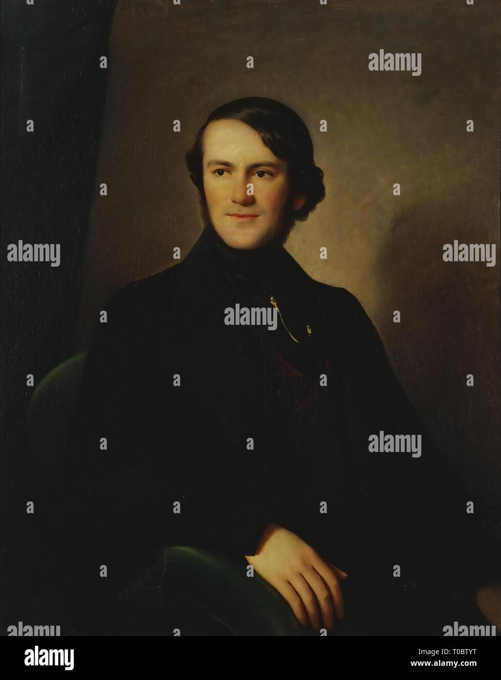 'Portrait of Baron Alexander Stieglitz'. Russia, 1840s. Dimensions: 94x75 cm. Museum: State Hermitage, St. Petersburg. Author: CARL VON STEUBEN. Stock Photo