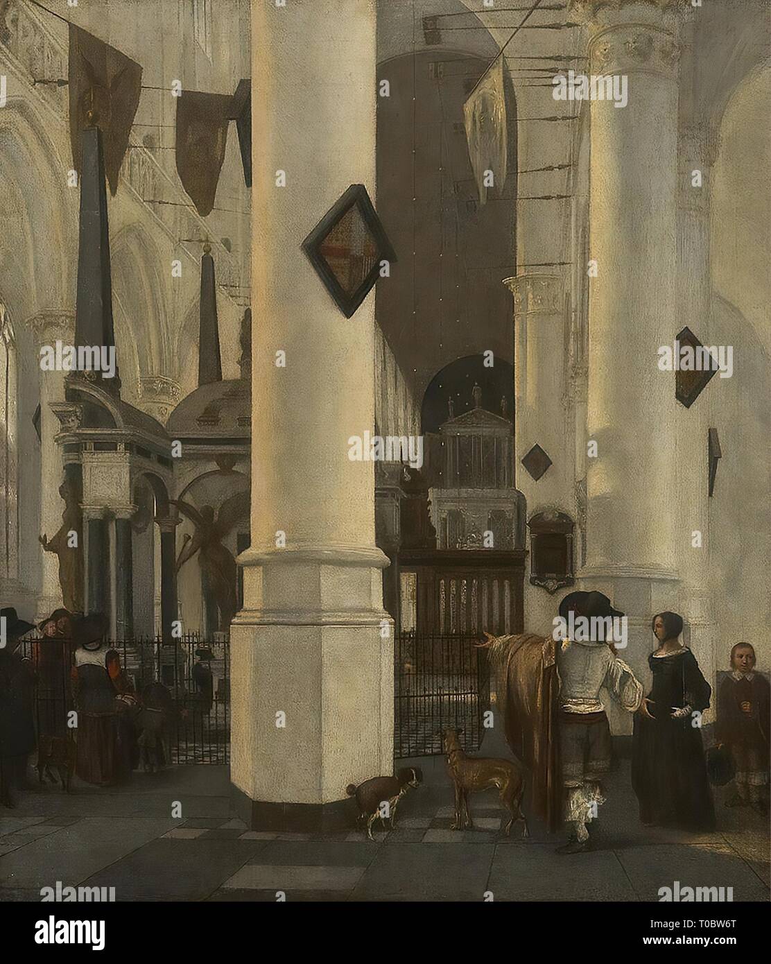 'Old Church (Oudekerk) in Delft'. Holland. Dimensions: 95x82 cm. Museum: State Hermitage, St. Petersburg. Author: EMANUEL DE WITTE. Stock Photo