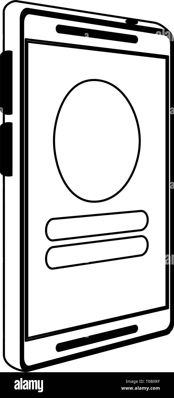 Smartphone mobile technology black and white Stock Vector Image & Art ...