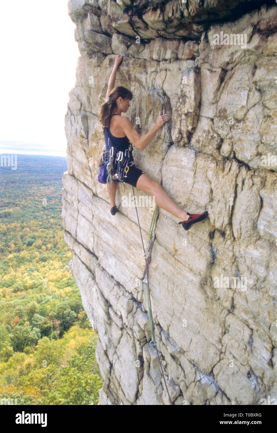 Female climber at the Gunks Stock Photo