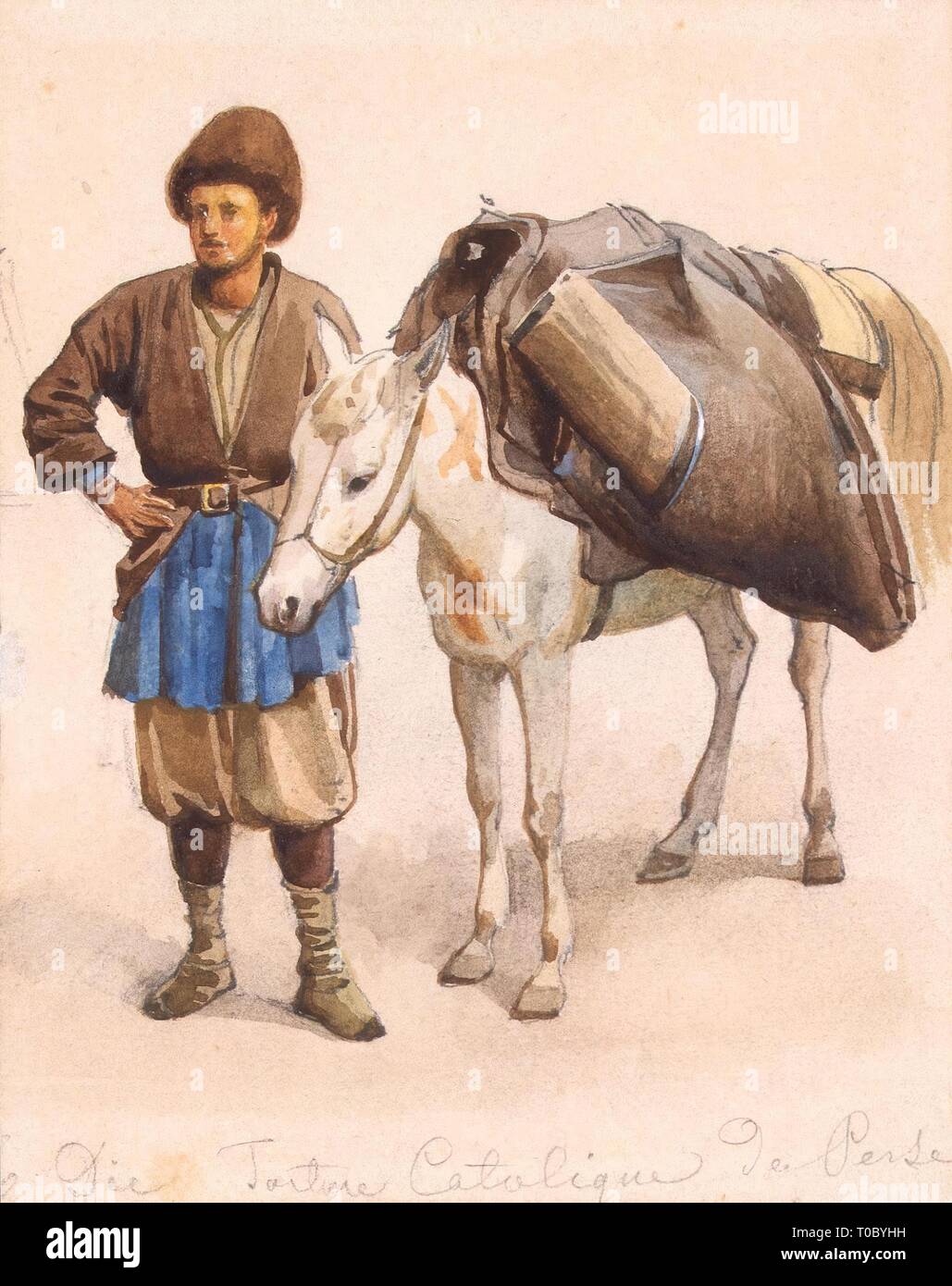 Tatar and Mule. Study'. Italy-Russia, 1870s. Dimensions: 11,7x94 cm.  Museum: State Hermitage, St. Petersburg. Author: LUIGI PREMAZZI Stock Photo  - Alamy
