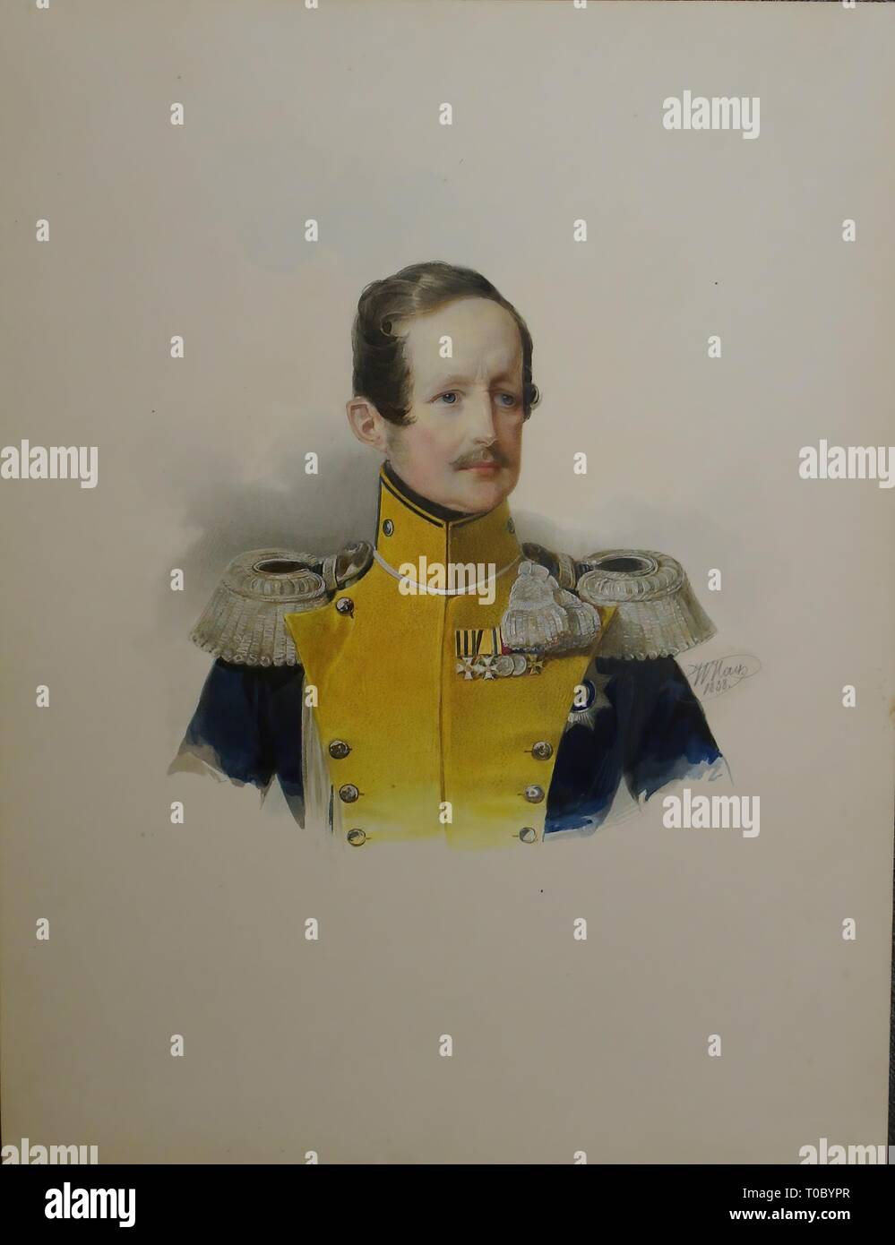 'Portrait of Duke Wilhelm Georg August Nassau'. Russia, 1838. Dimensions: 24,7x18,9 cm. Museum: State Hermitage, St. Petersburg. Author: Woldemar Hau. Stock Photo