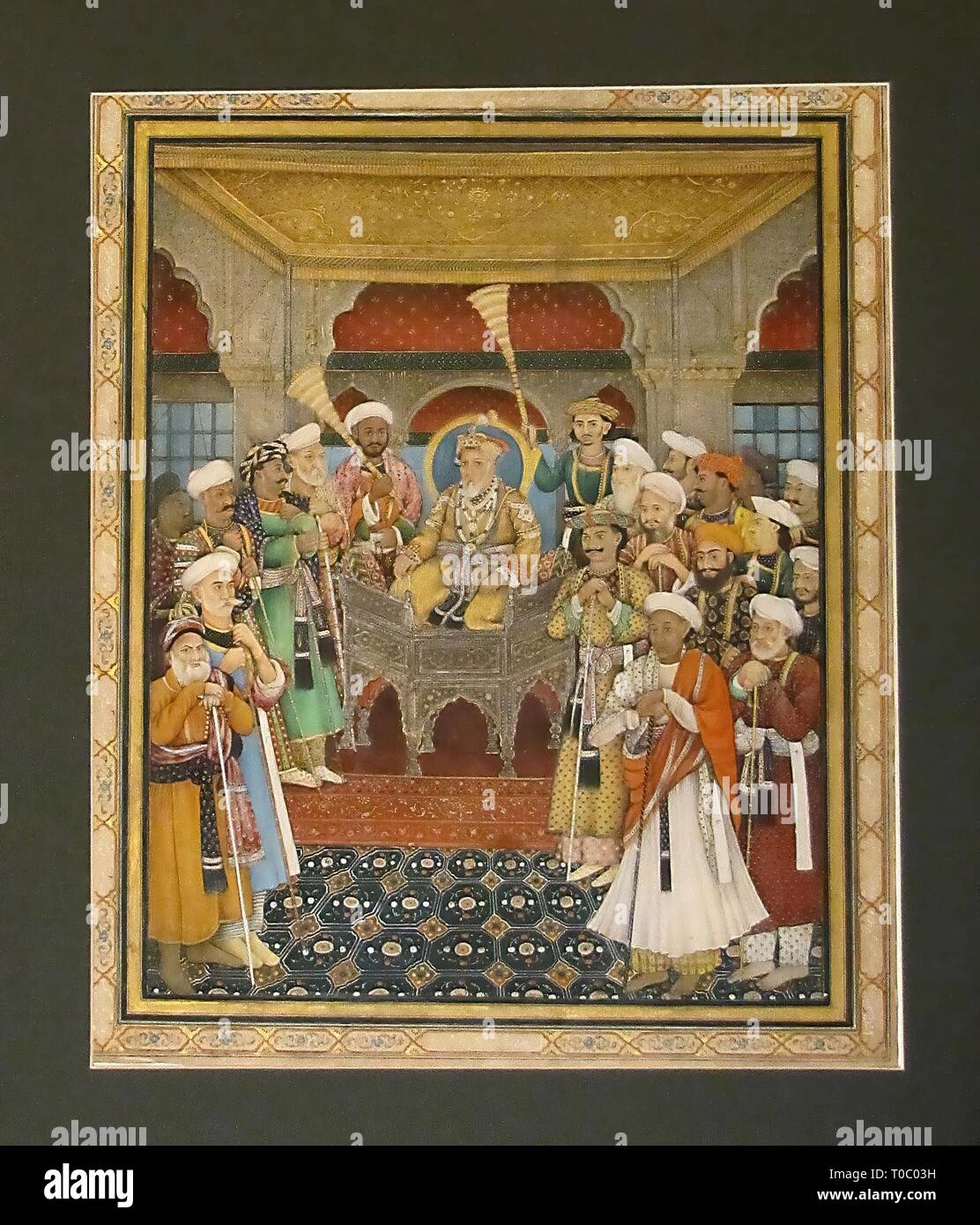 'Darbar of the Mughal Emperor Akbar II'. India, Delhi, 1820-1830s. Dimensions: 36,7x33,5 cm. Museum: State Hermitage, St. Petersburg. Stock Photo
