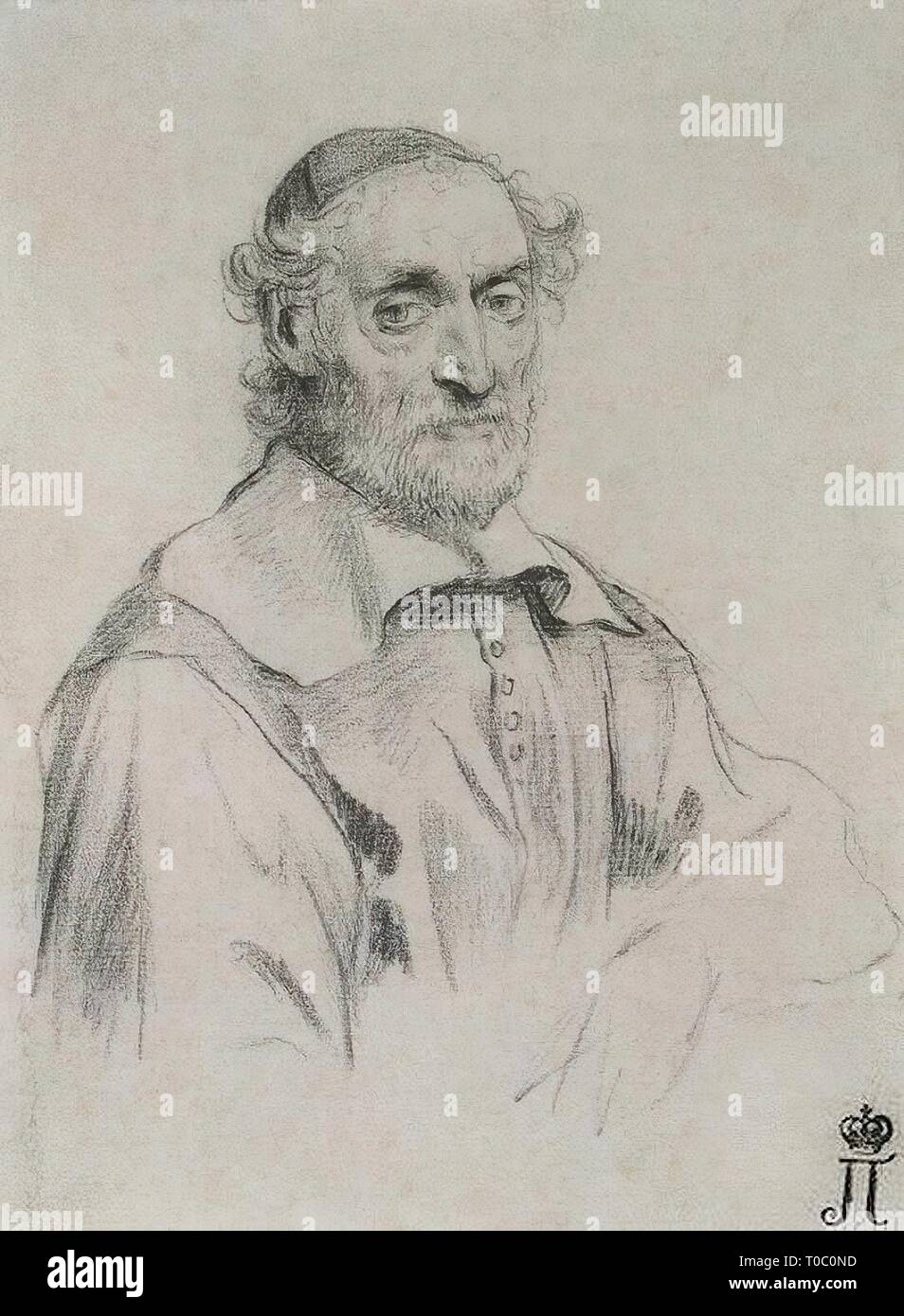 'Portrait of Nicolas Fabri de Pieresc'. France, 1636/1637. Dimensions: 20x14,8 cm. Museum: State Hermitage, St. Petersburg. Author: CLAUDE MELLAN. Stock Photo
