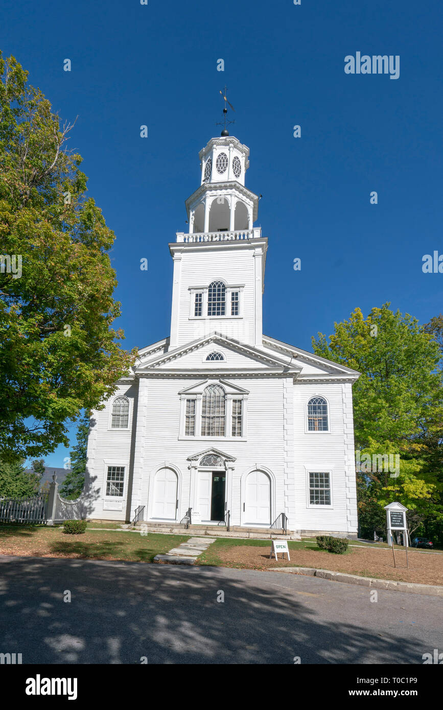 Bennington, Vermont/USA-10/1/2017-Old First Church Meeting House built in 1753, present church in 1805-6 Stock Photo