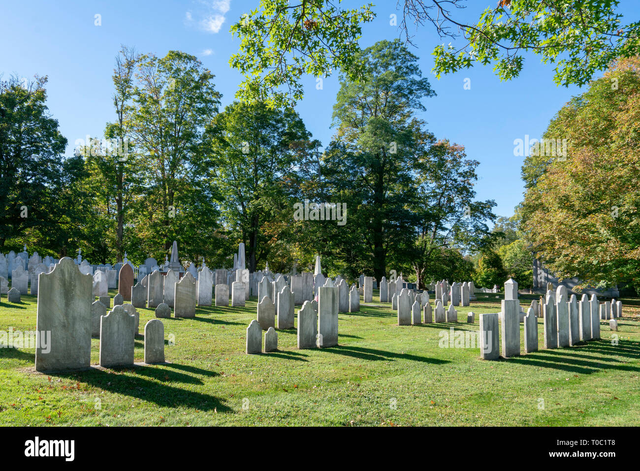 Old First Church cemetery in Bennington Vermont Stock Photo