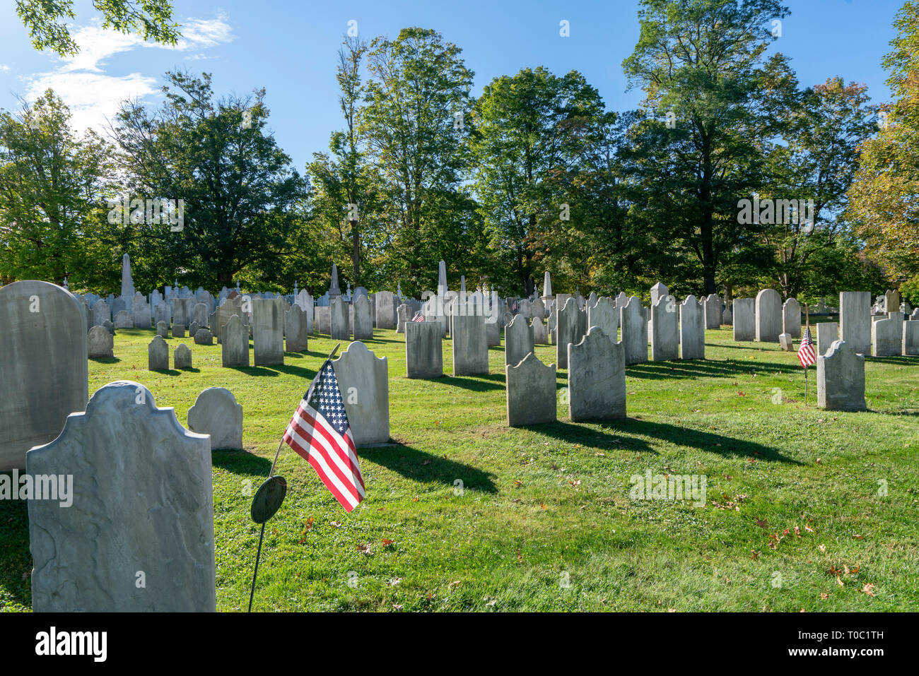 Old First Church cemetery in Bennington Vermont Stock Photo