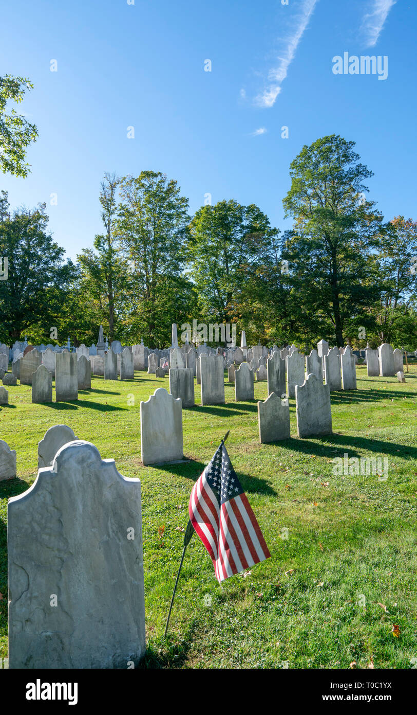 Old First Church cemetery in Bennington Vermont Stock Photo