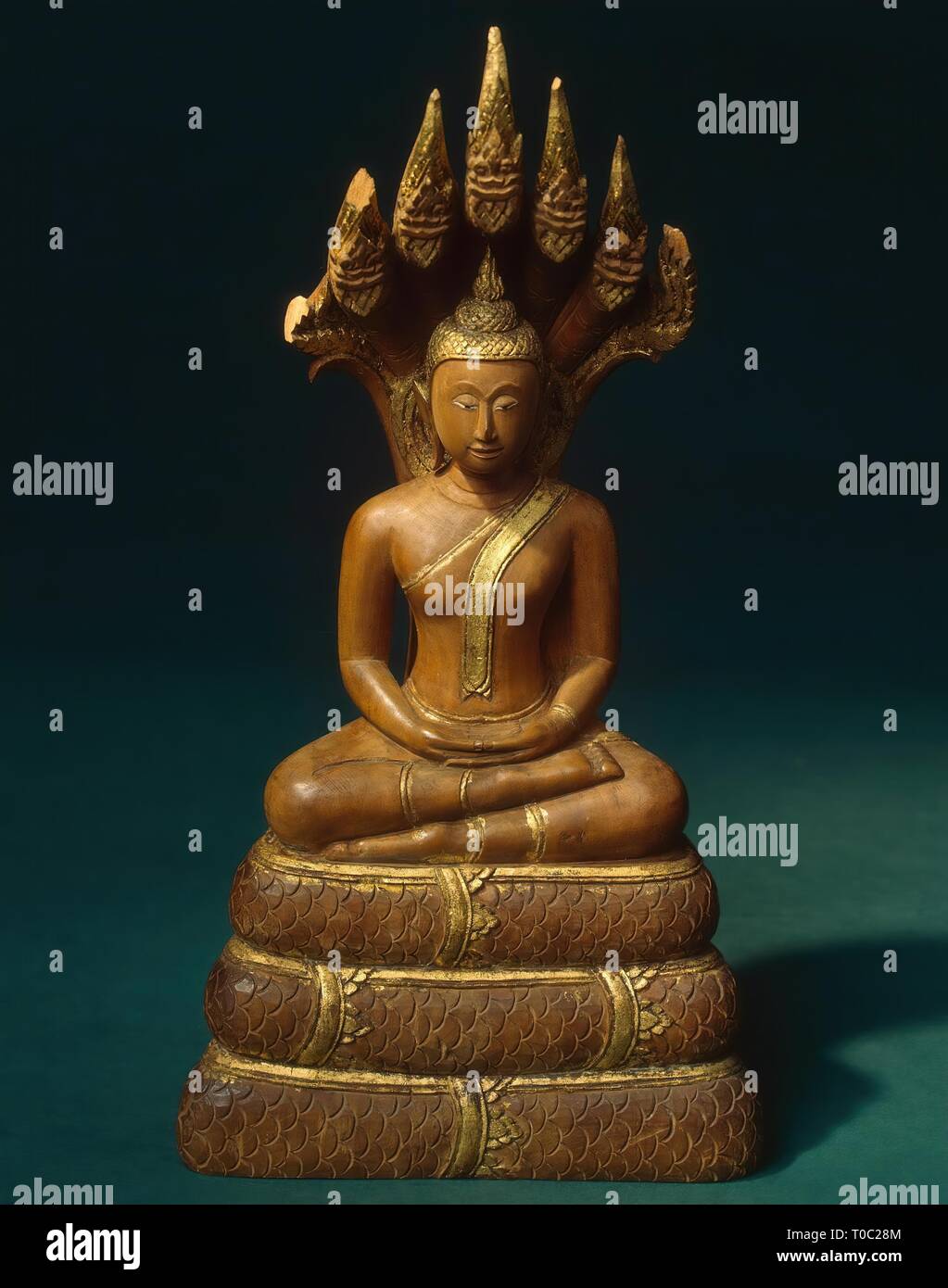 'Buddha Muchalinda'. Siam (now Thailand). Bangkok art, Second quarter of the 19th century. Dimensions: h. 21 cm. Museum: State Hermitage, St. Petersburg. Stock Photo