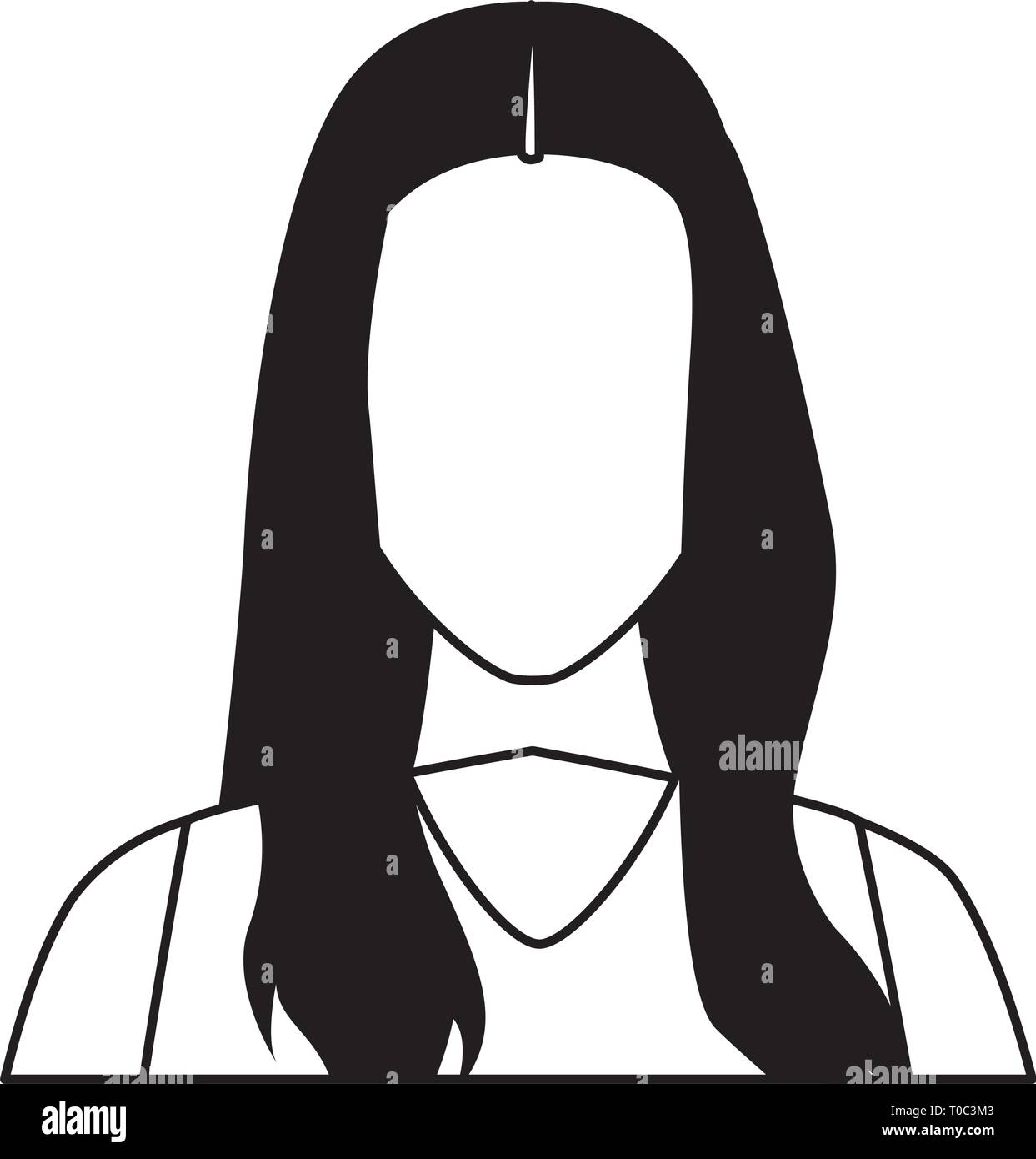 Woman faceless avatar profile in black and white Stock Vector Image ...