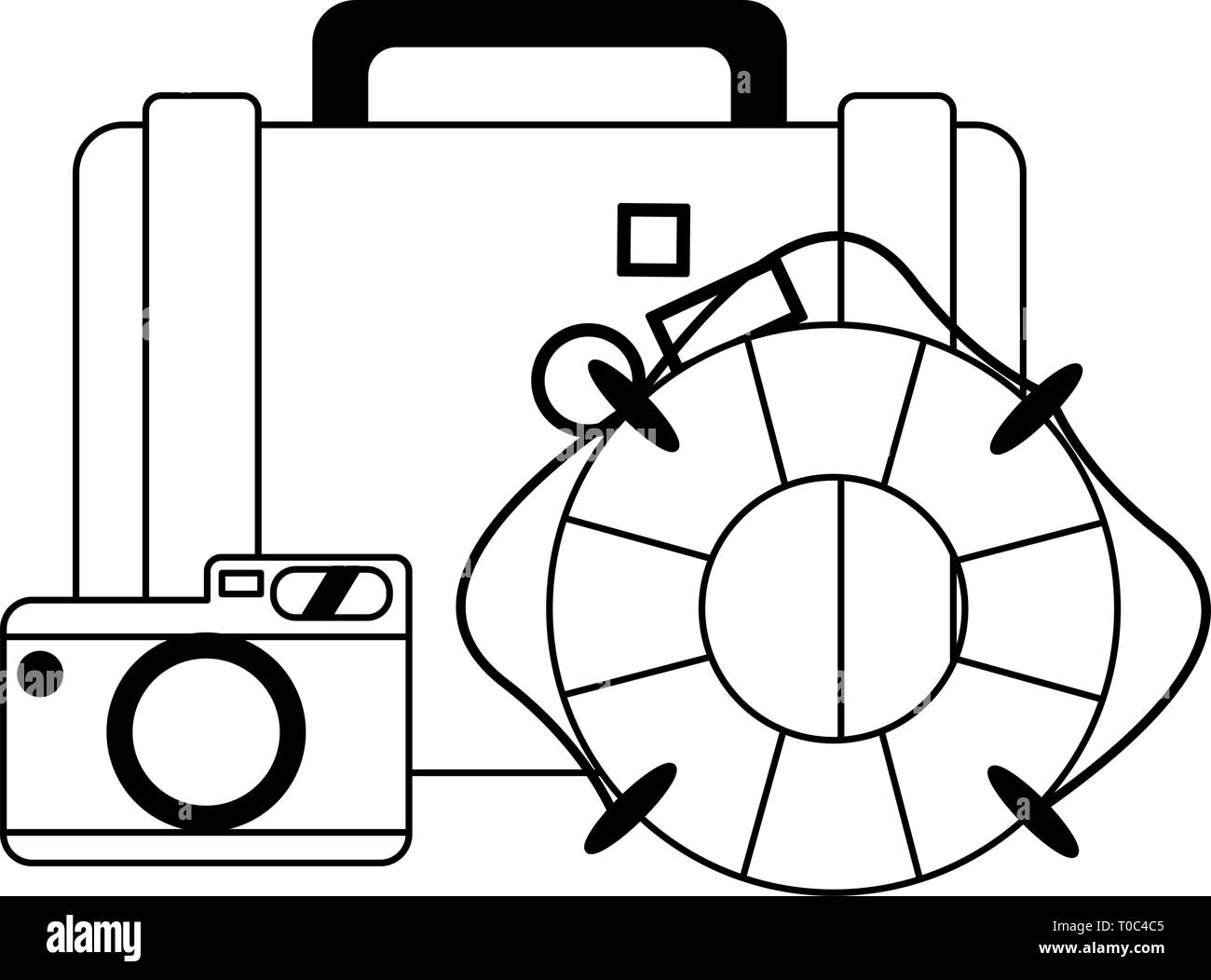 Travel and summer vacations in black and white Stock Vector Image & Art ...