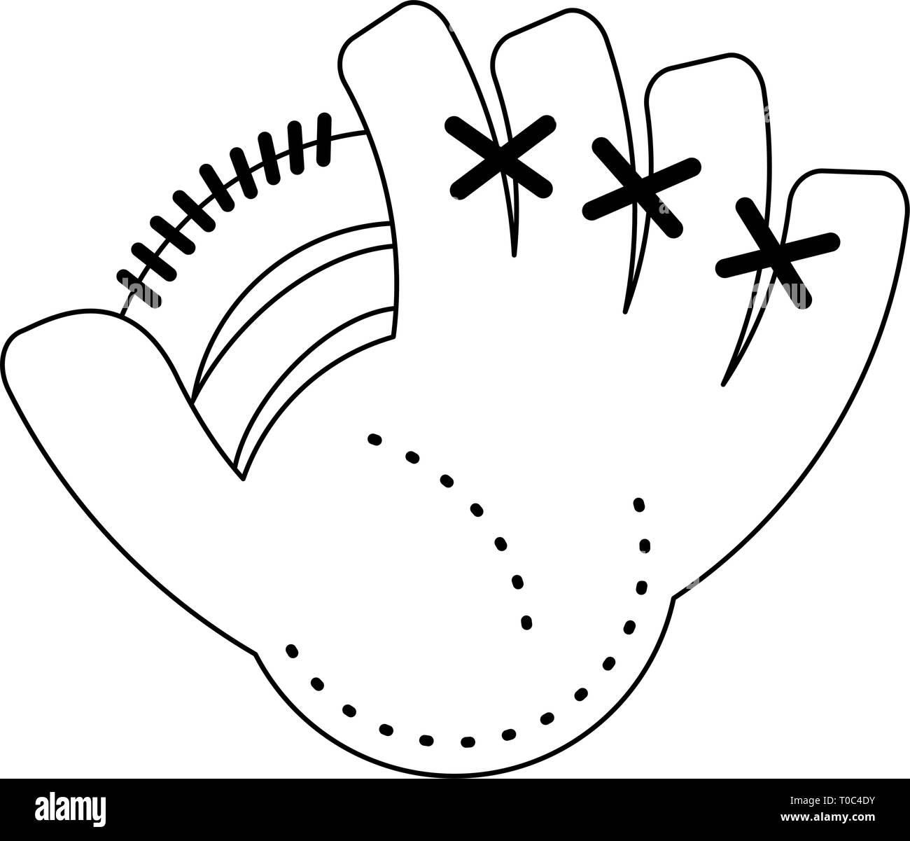 Baseball leather glove sport equipment in black and white Stock Vector