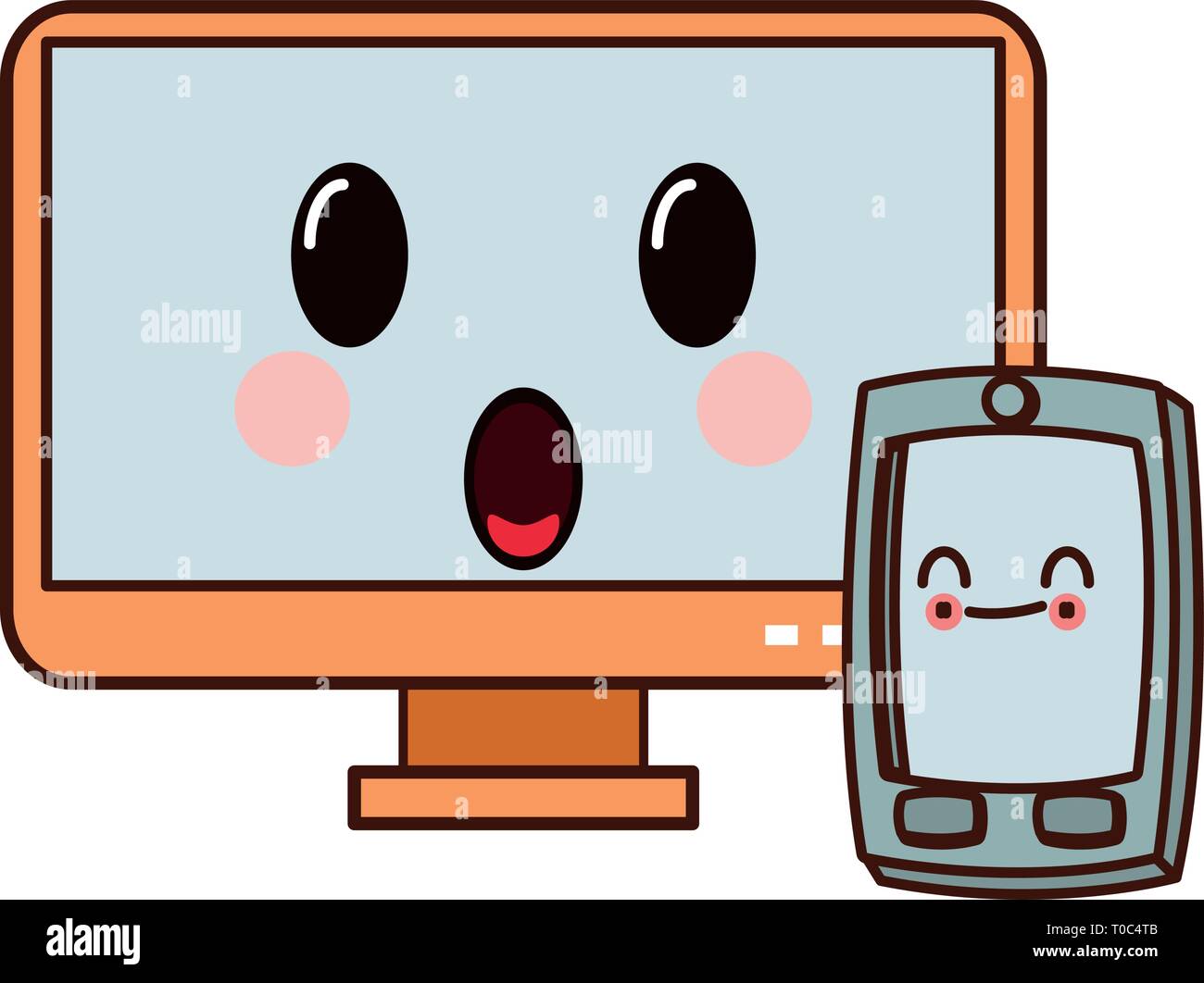 Computer and smartphone kawaii cartoon Stock Vector Image & Art - Alamy
