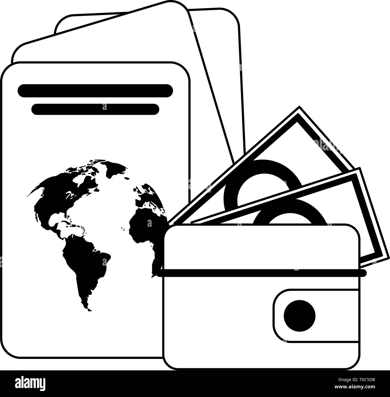 Travel and summer vacations in black and white Stock Vector Image & Art ...