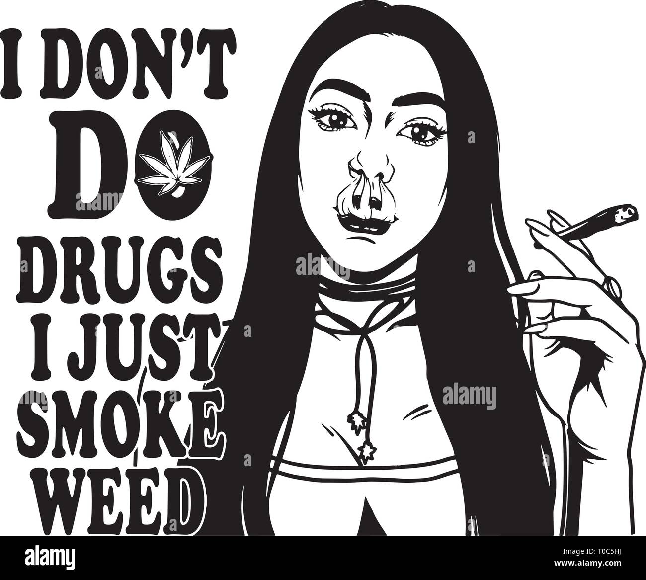 Blunt Weed Cannabis Medical Marijuana Pot Stone High Life Smoker Drug 420 Mary jane Stock Vector