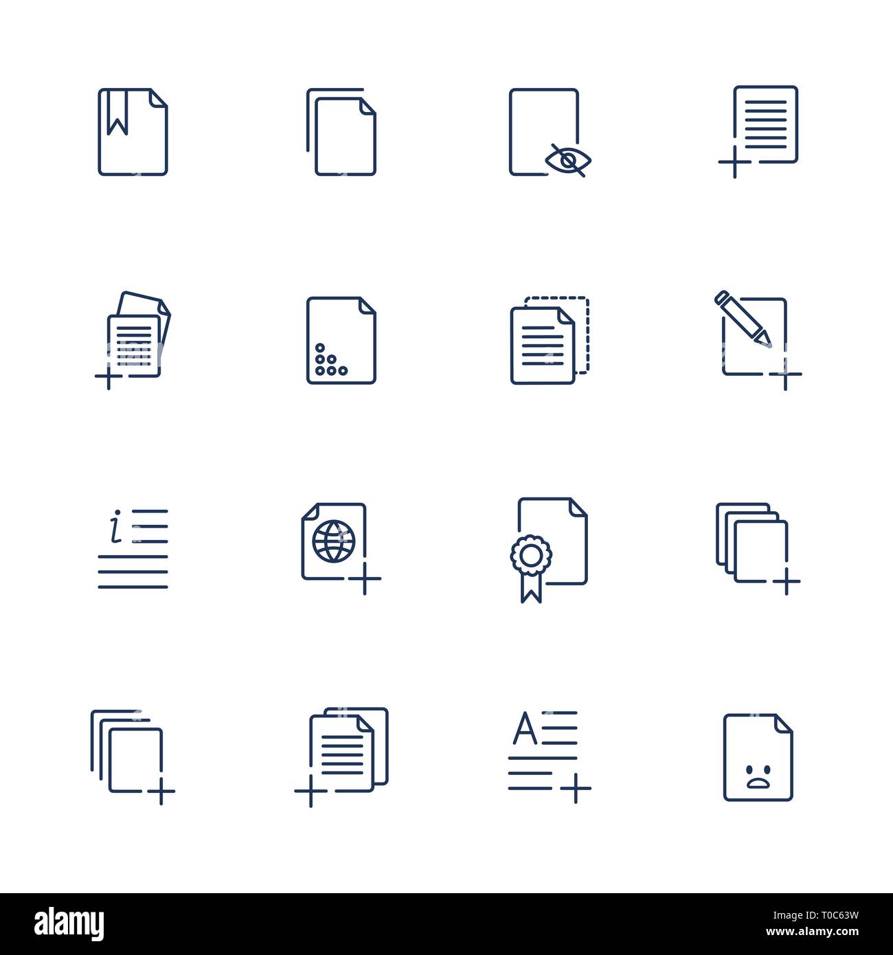 Set document icons, paper icons Stock Vector