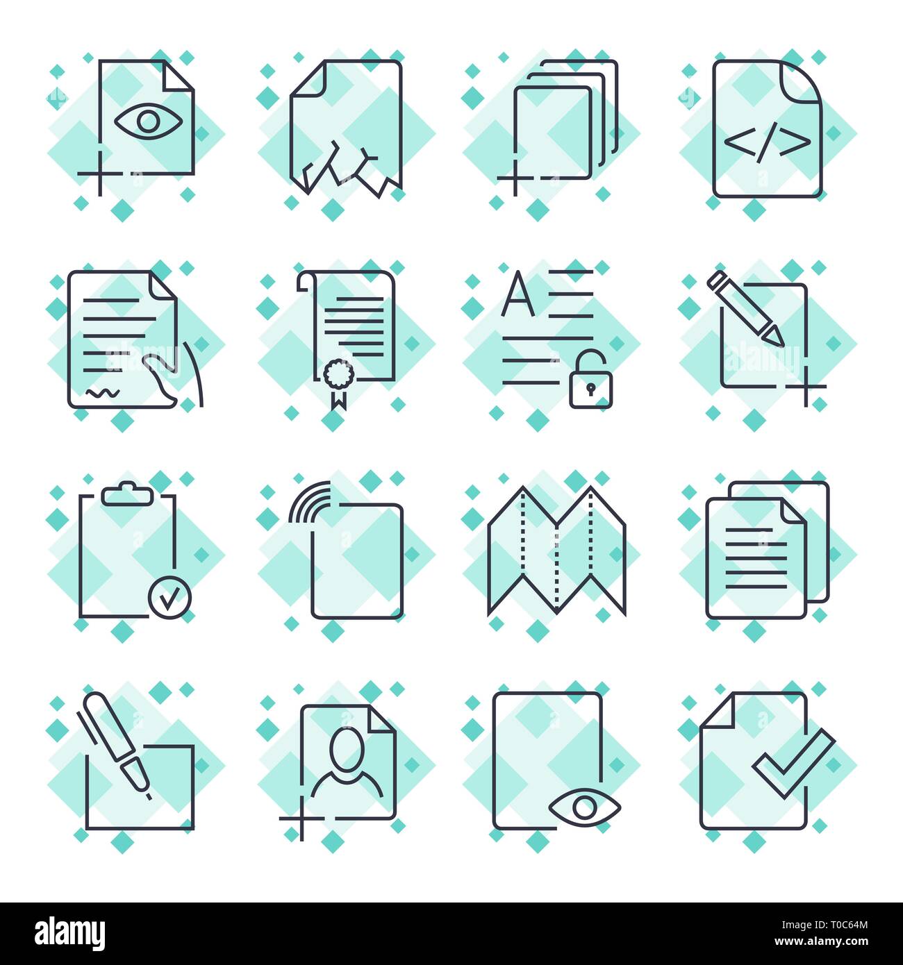 Paper icons, Document icons, Vector EPS10. Editable Stroke Stock Vector