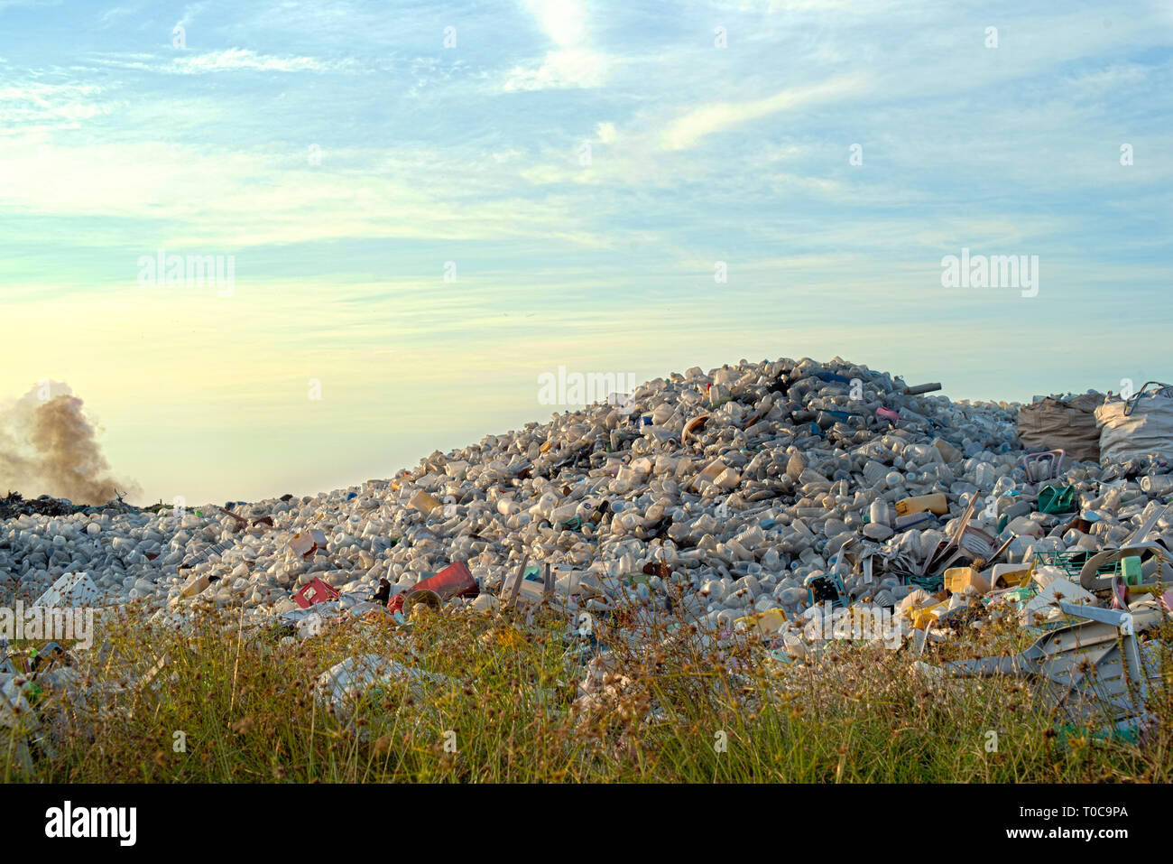 a landfill of plastic bottles Stock Photo