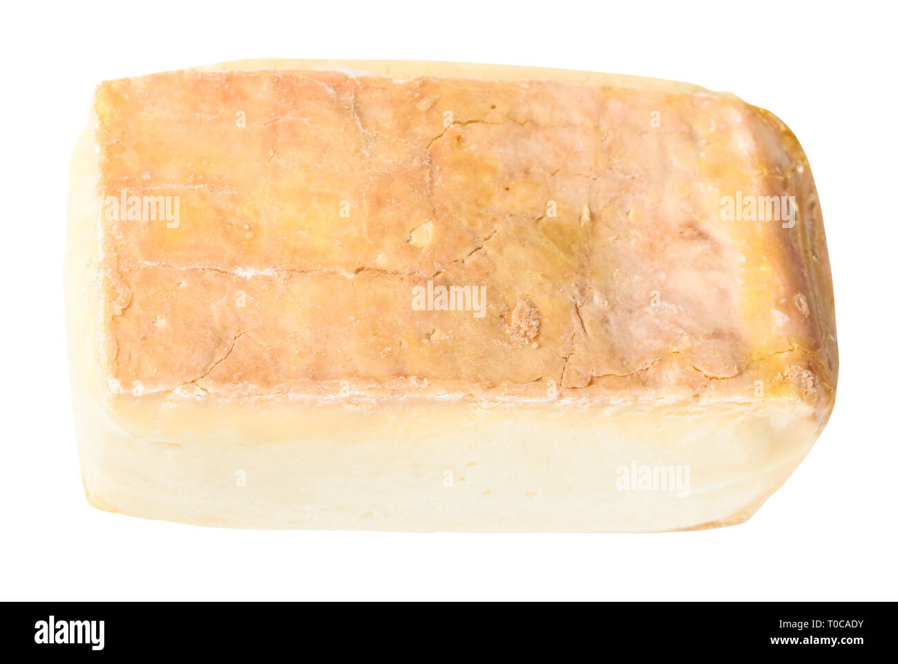 top view of piece of local italian Taleggio cheese from cow's full milk