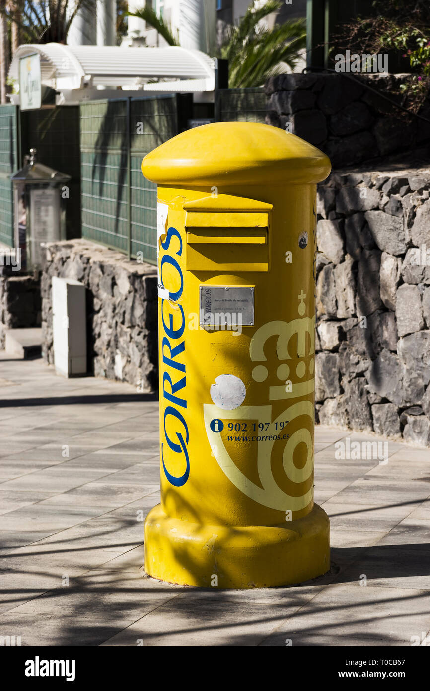 Yellow post box on the Canary Island Tenerife Stock Photo Alamy