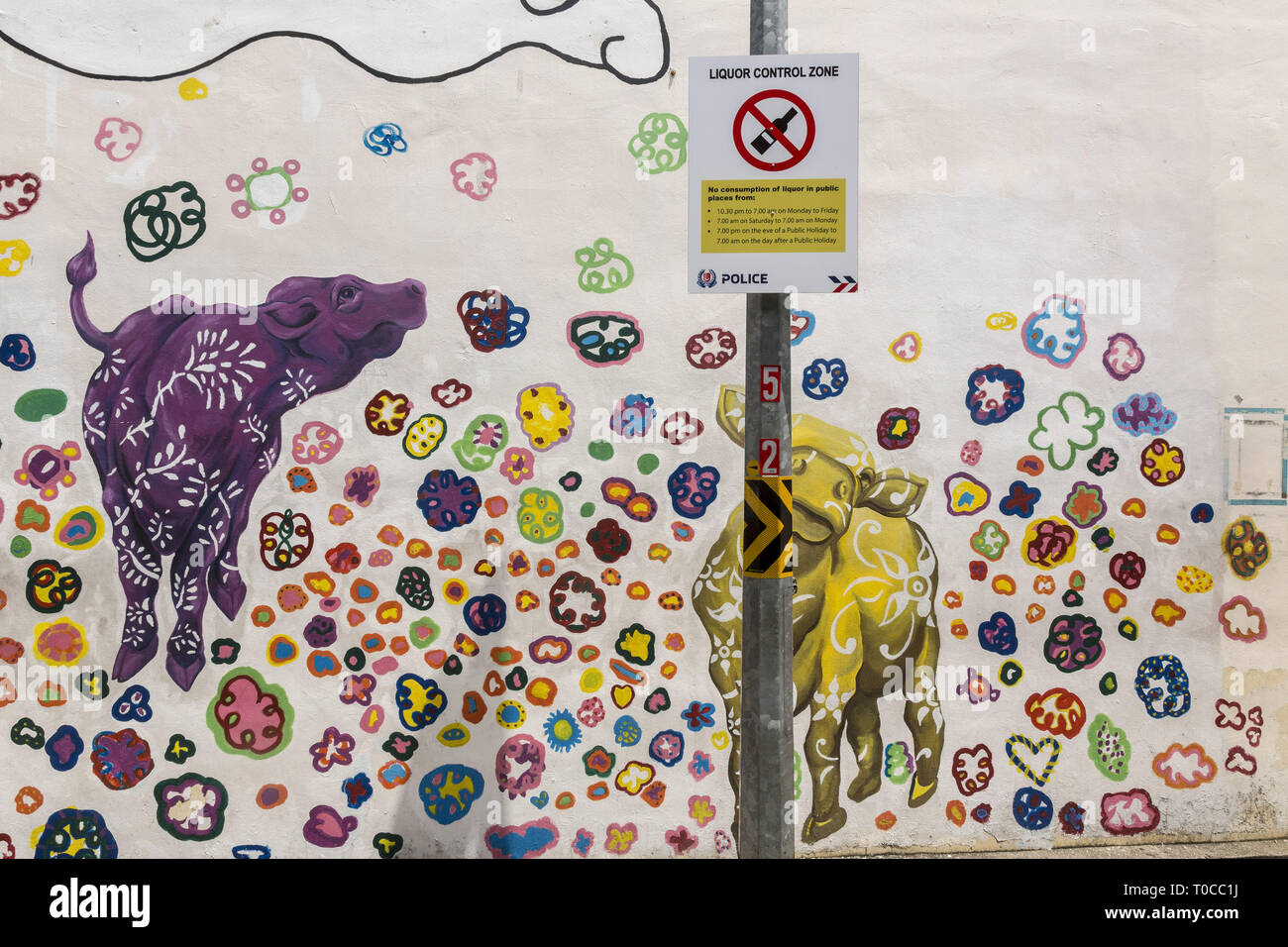 Singapore little india wall painting hires stock photography and