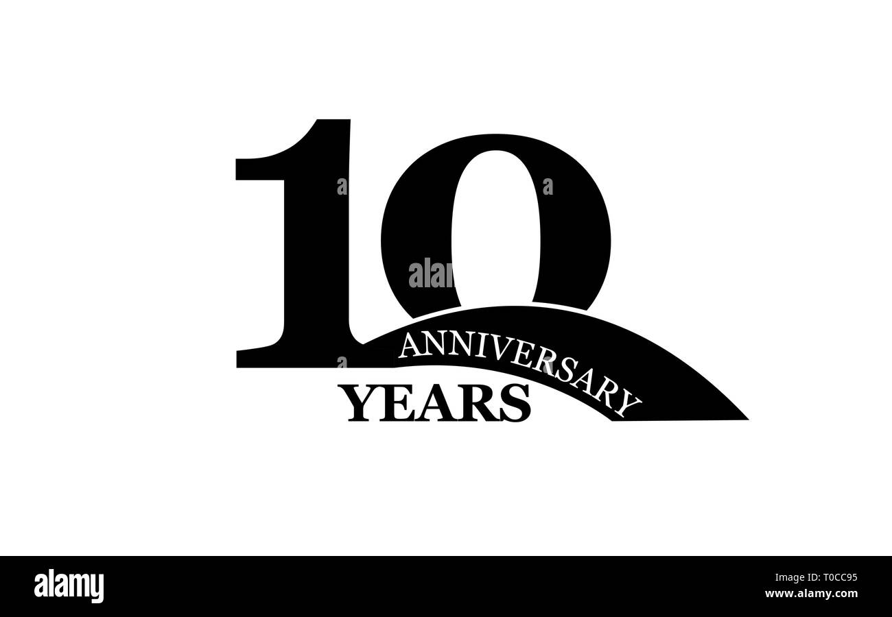 10 years anniversary, simple flat design, logo for design and decoration Stock Vector