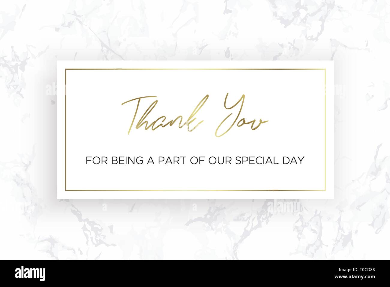 Design of Thank you card template. Marble texture Stock Vector