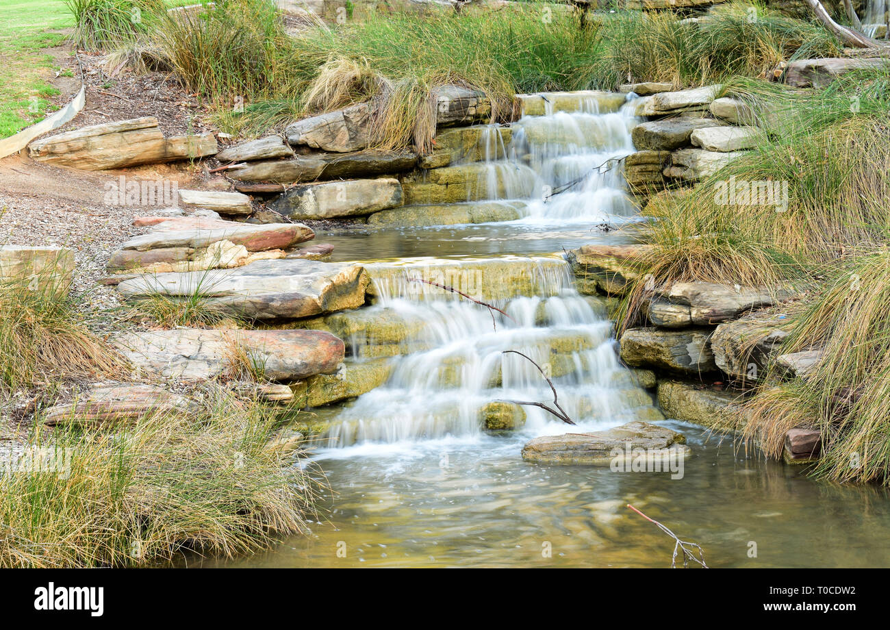 Waterfall -Thorndon Park in Adelaide, South Australia Stock Photo